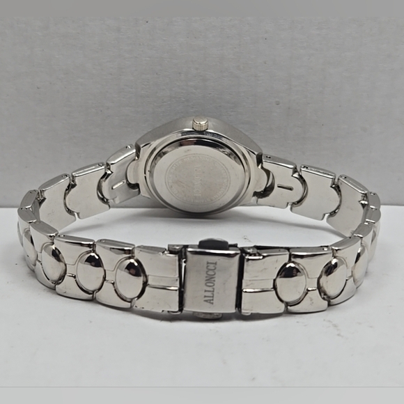 Womens Alloncci Silver Tone Quartz Faux Day/Date Dial Wrist Watch New Battery - Picture 6 of 9